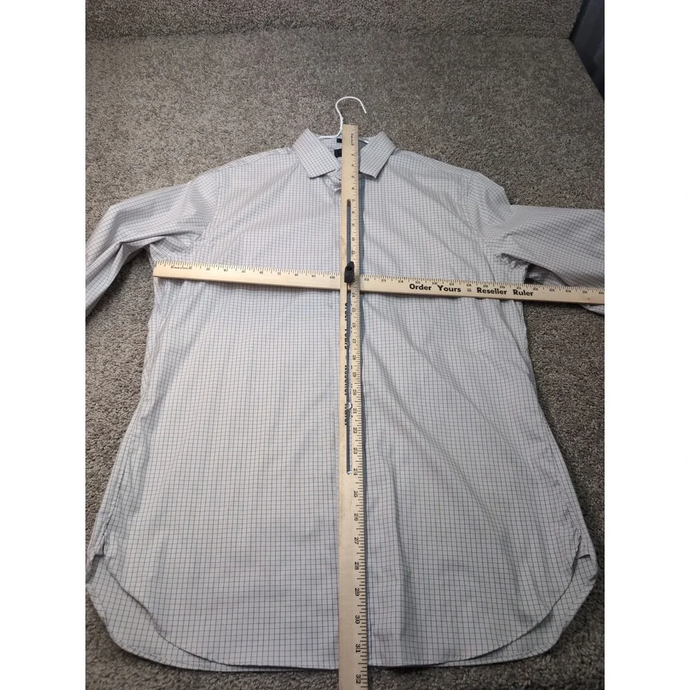 J.Crew Ludlow Mens 16 34 Classic Fit Micro Check Button Down‎ Shirt Grey White
